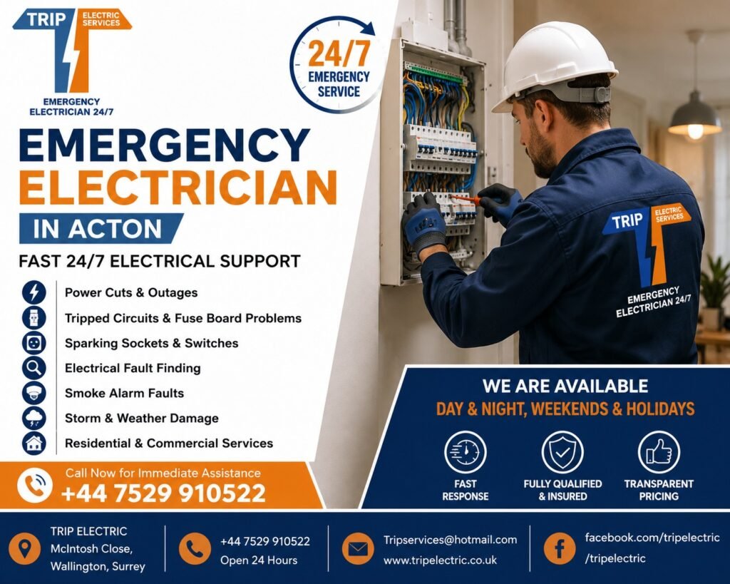 Emergency Electrician in Acton – Fast 24/7 Electrical Support