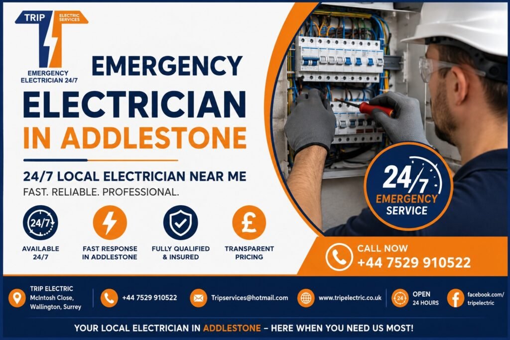Emergency Electrician in Addlestone | 24/7 Local Electrician Near Me – Trip Electric